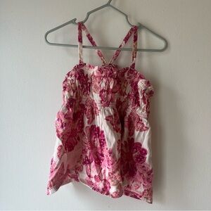 🌼 5/$20 Old Navy 3T Pink Floral Tank Top Boho Smocked Summer Toddler Girls